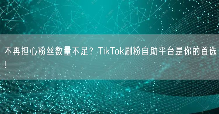 不再担心粉丝数量不足？TikTok刷粉自助平台是你的首选！