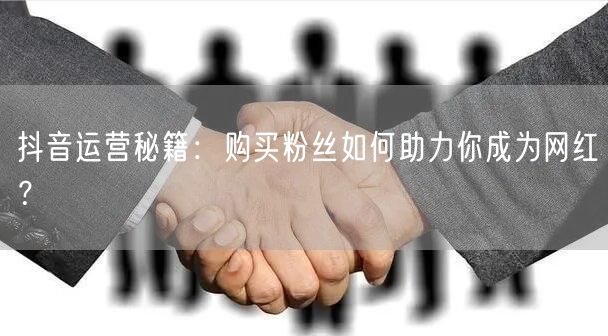 抖音运营秘籍：购买粉丝如何助力你成为网红？