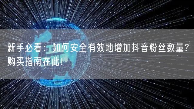 新手必看：如何安全有效地增加抖音粉丝数量？购买指南在此！