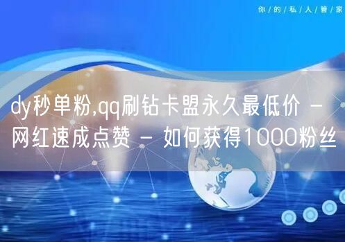 dy秒单粉,qq刷钻卡盟永久最低价 - 网红速成点赞 - 如何获得1000粉丝