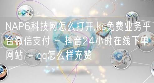 NAP6科技网怎么打开,ks免费业务平台微信支付 - 抖音24小时在线下单网站 