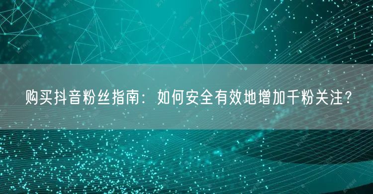 购买抖音粉丝指南：如何安全有效地增加千粉关注？