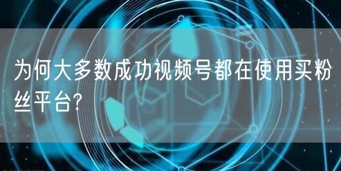 为何大多数成功视频号都在使用买粉丝平台?