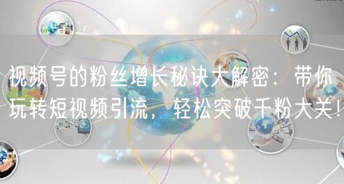视频号的粉丝增长秘诀大解密：带你玩转短视频引流，轻松突破千粉大关！