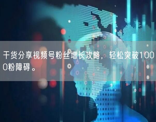 干货分享视频号粉丝增长攻略，轻松突破1000粉障碍。
