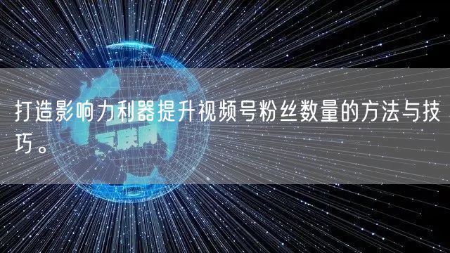 打造影响力利器提升视频号粉丝数量的方法与技巧。