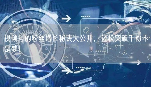 视频号的粉丝增长秘诀大公开，轻松突破千粉不是梦！