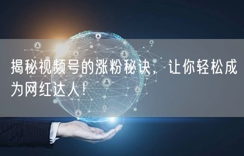 揭秘视频号的涨粉秘诀，让你轻松成为网红达人！