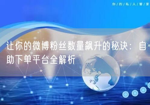让你的微博粉丝数量飙升的秘诀：自助下单平台全解析