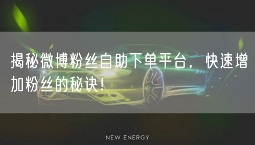 揭秘微博粉丝自助下单平台，快速增加粉丝的秘诀！