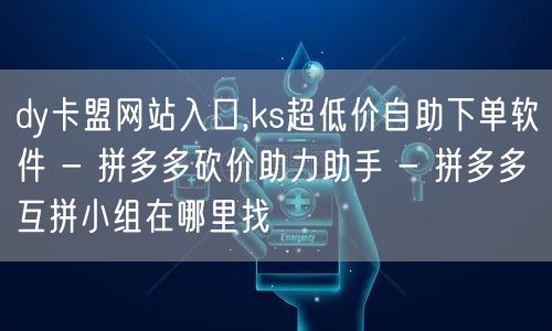 dy卡盟网站入口,ks超低价自助下单软件 - 拼多多砍价助力助手 - 拼多多互拼